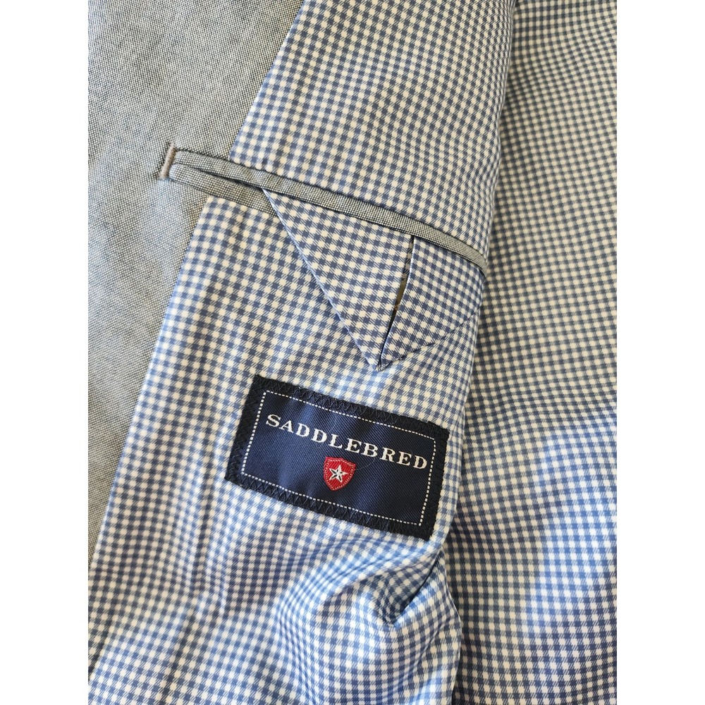 Saddlebred Mens 48L Light Blue Cotton Two Button Sport Coat Blazer Jacket - Picture 4 of 6